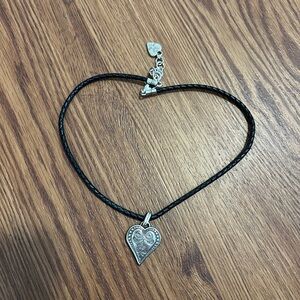Brighton Silver Heart Necklace with Black Cord